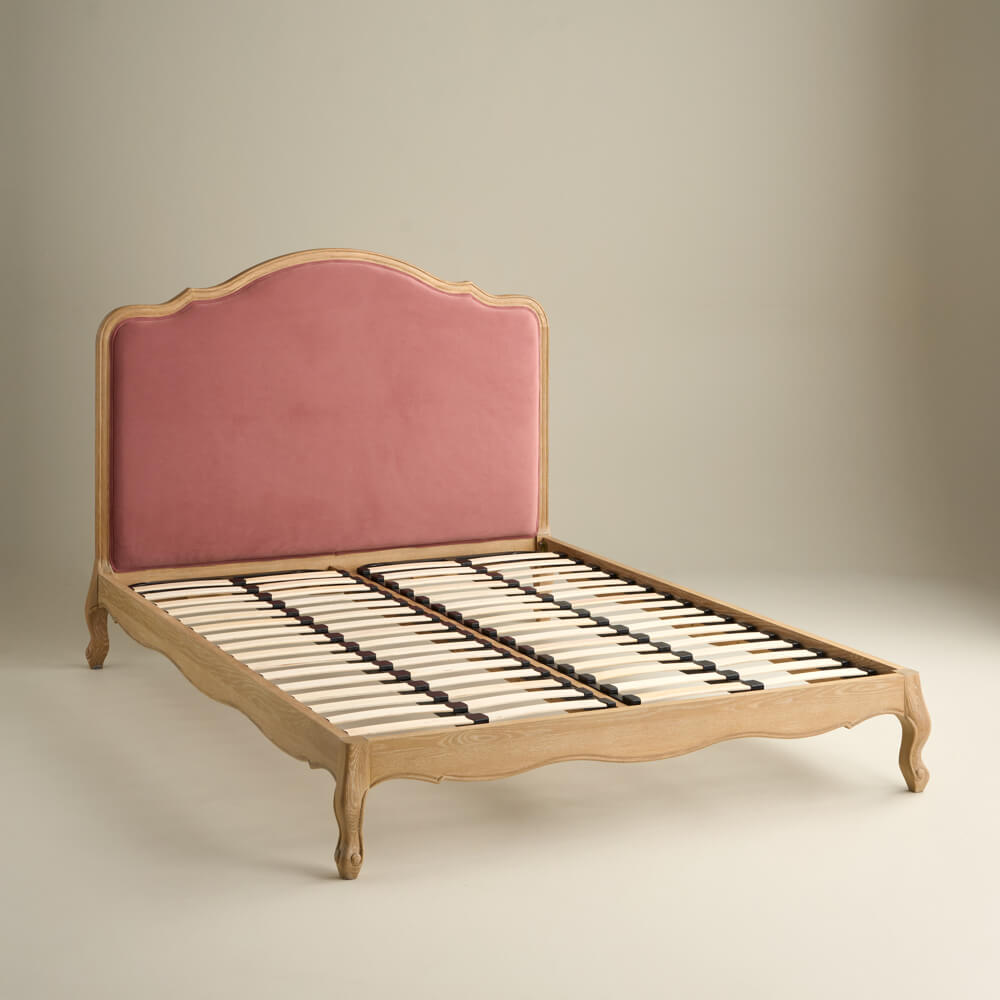Sienna Beau Velvet Bed, Weathered Oak / Pink, Double